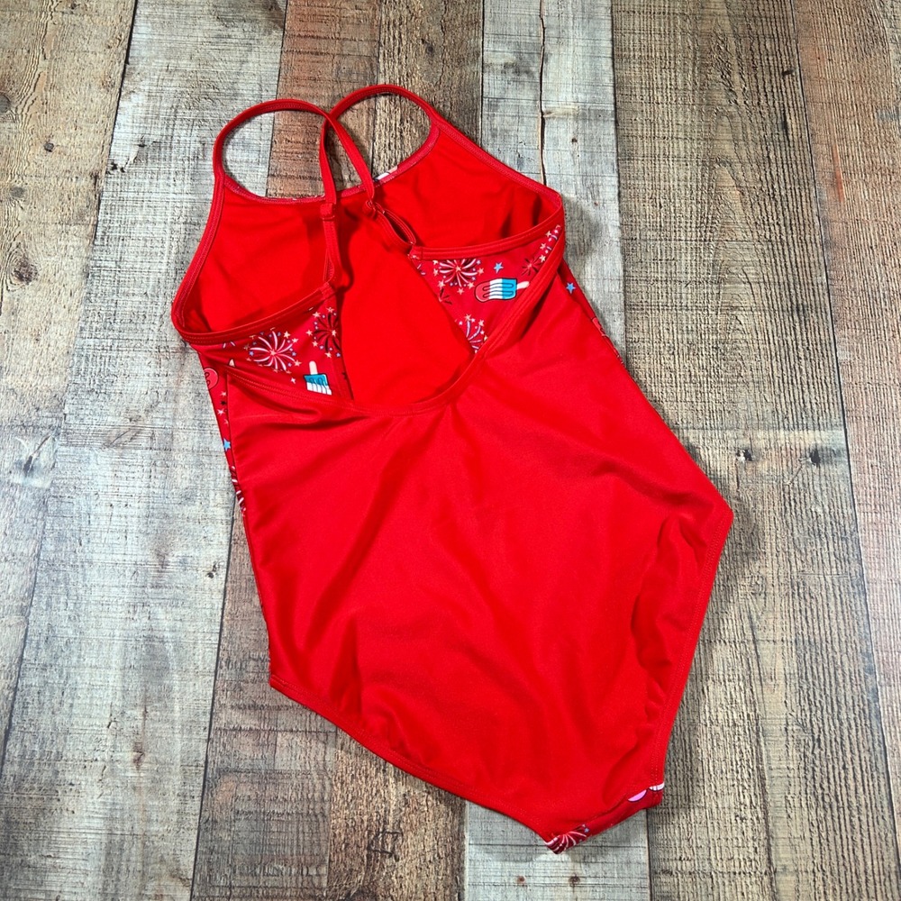Cat & Jack Red Fourth of July Popsicle Fireworks One Piece Swimsuit Large 10/12 - Picture 4 of 6
